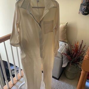 Chic Cream Linen Jumpsuit EUC